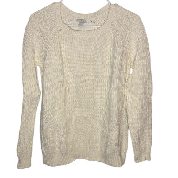 L.L. Bean women’s cable knit cream sweater. Size S - Picture 1 of 5